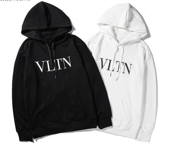 

19 autumn and winter new letter slogan printing men's hooded sweater post, Black