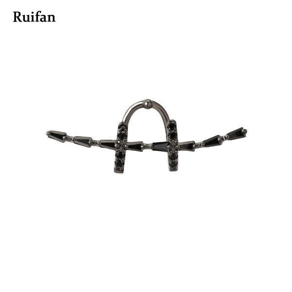 

clearance sale vintage black cubic zirconia 925 sterling silver single ear clip earring for women men accessories jewelry yea005, Golden;silver