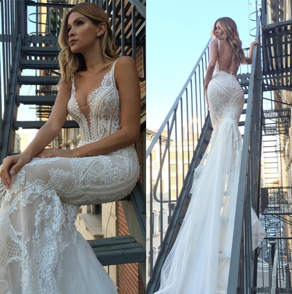 

pallas couture mermaid wedding dress 2021 backless vestidos de novia lace bridal gowns for beach plus size wedding dresses bridal gowns, White