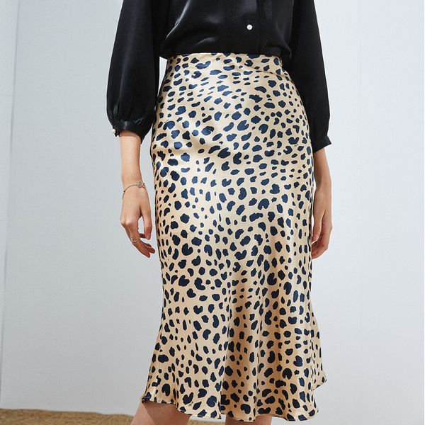 

spring and autumn skirt skirts women 2019 autumn fashion vintage satin leopard skirt bodycon fishtail ladies skirts streetwear, Black