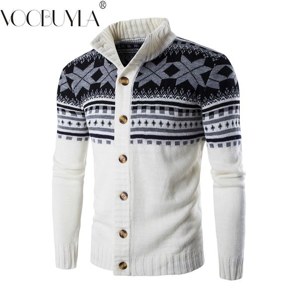 

voobuyla sueter hombre knitted sweater men autumn thick sweatercoat 2018 winter long sleeve snowflake warm knitwear cardigan man, White;black