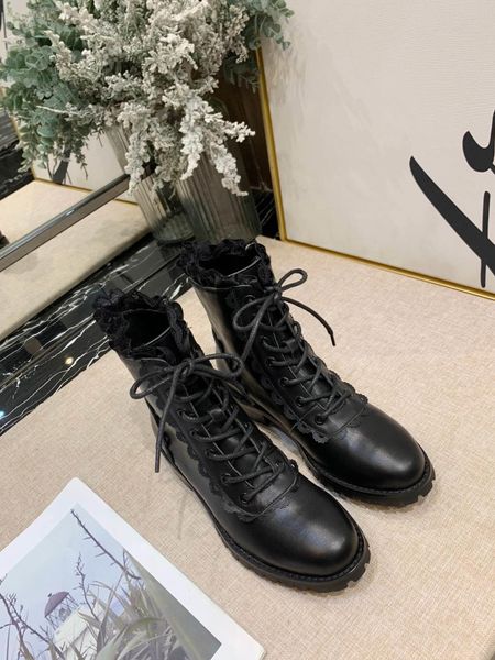 

scrub leather booties female thick with 2019 new luxury autumn fashion wild low heel women's shoes size35-40 original packaging, Black