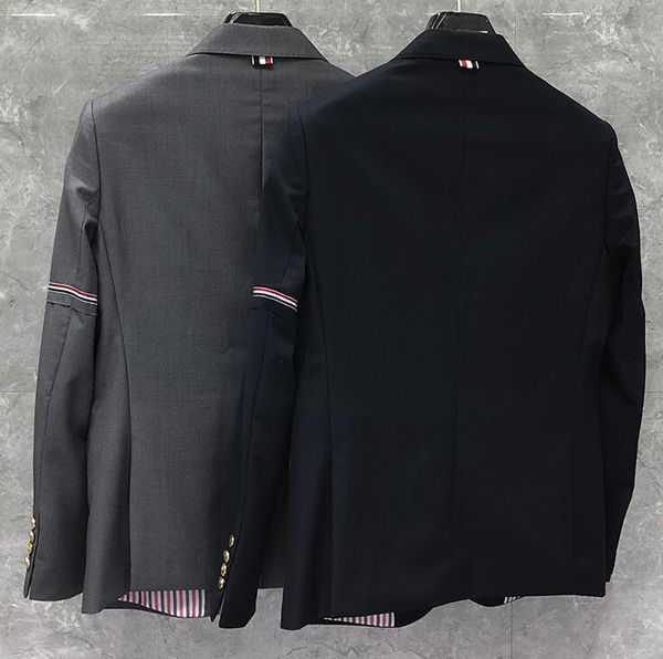 

2020 fashion tb brand blazer men british casual suit slim fit men's jacket spring and autumn single breasted cotton coat, White;black