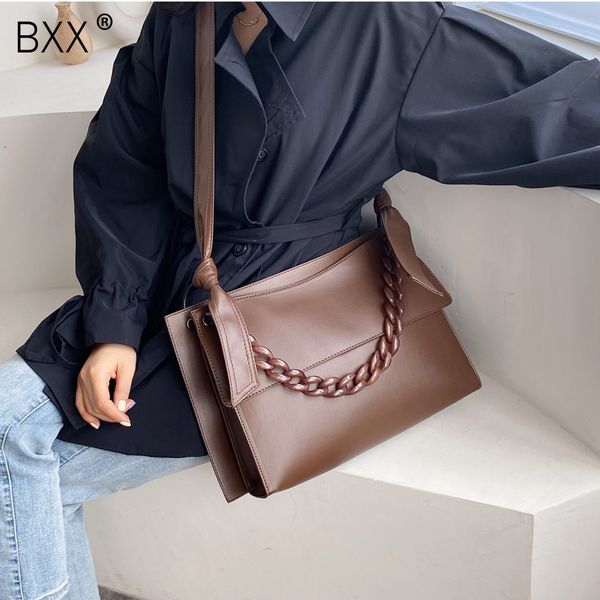 

bxx] vintage leather crossbody bags for women 2019 chain large capacity shoulder messenger bag female solid color handbags a323