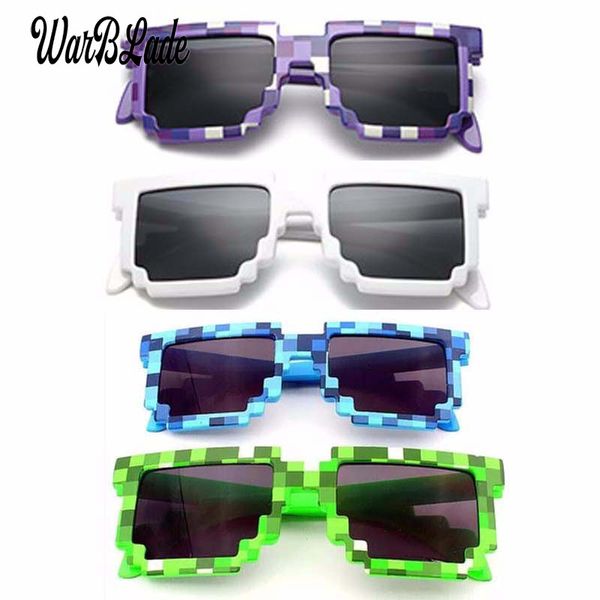 

10pcs/lot kids sunglasses smaller size cos play action game toys sunglasses mosaic boys girls children pixel eyewares, White;black