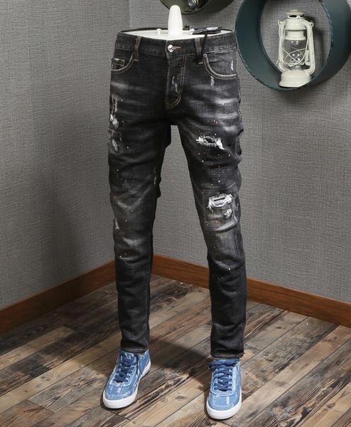 

wd1048 fashion men's jeans 2019 runway european design party style men's clothing, Blue