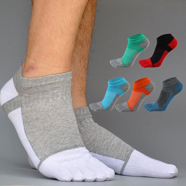 

men's five-finger socks anti-slip invisible cotton mesh breathable sports running toe socks short comfortable ankle, Black