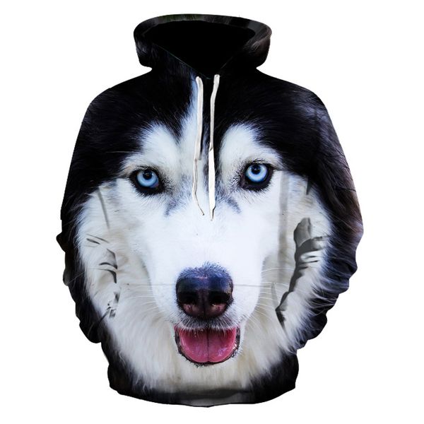 

новое прибытие мужчины толстовка husky printed осень и зима сыпучие fit 3d мужские толстовки женщины streetwear толстовка harajuku, Black