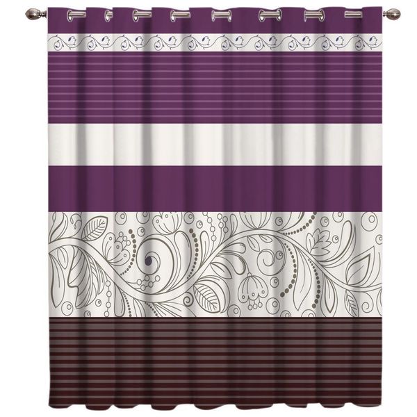 

vintage flower pattern purple room curtains large window living room kitchen print decor window treatment ideas curtain