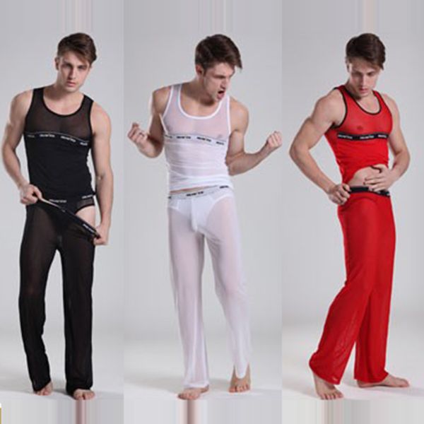 

men see though cotton pants tranparent long johns mens pants slim fit trousers with suit sale m01-6, Black