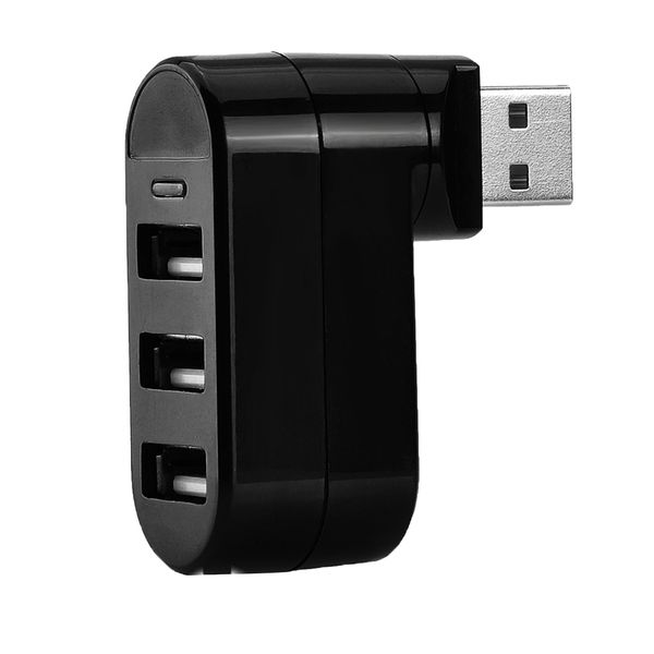 

usb 2.0 rotatable hub splitter charging port data transfer converter, black