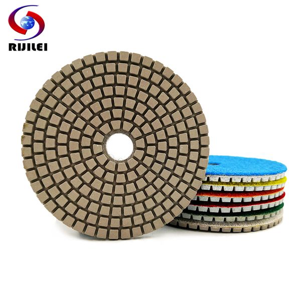 

rijilei 10pcs 4inch diamond polishing pad white flexible grinding disc for granite marble stone concrete sanding disc zj11
