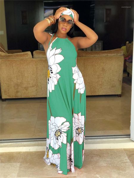

with scarf plus size loose sundress summer womens oversize floral dresses spaghetti strap lotus printed casual maxi, Black;gray
