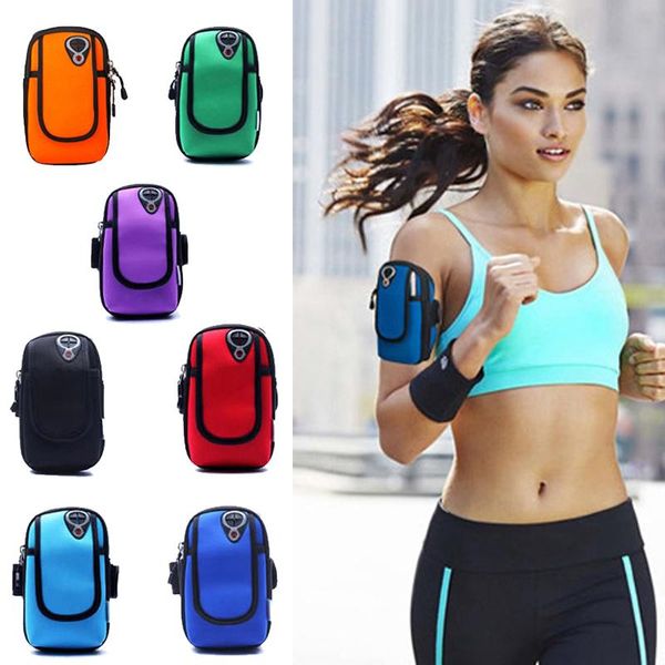

outdoor waterproof nylon hand bag 5 inch sport jogging gym armband bag arm wrist band hand mobile phone case holder