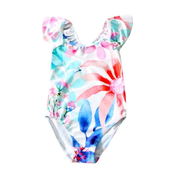 

sagace kids girl baby print ruffle swimwear sleeveless bathsuit summer beachwear one-piece outfits for girl baby, Black