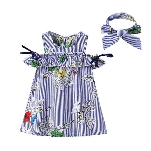

dress summer off shoulder dress for girls cute newborn baby girls short sleeve princess party dresses new striped dresses, Red;yellow
