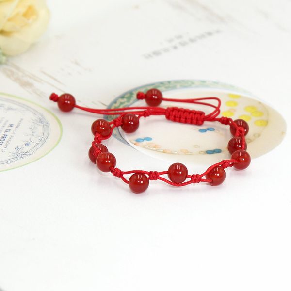 

new handwoven ancient style simple red cord agate bracelet for women, Black