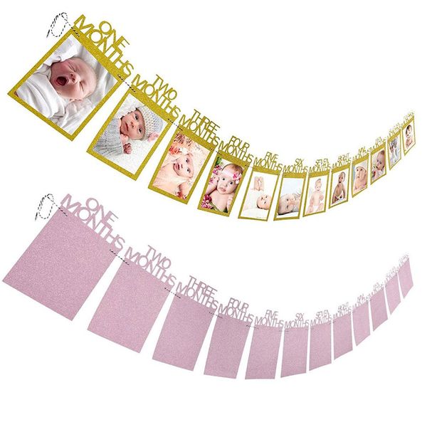 

zljq 1pcs baby's first birthday 100 day party decorations p props p banner monthly wall baby shower banner