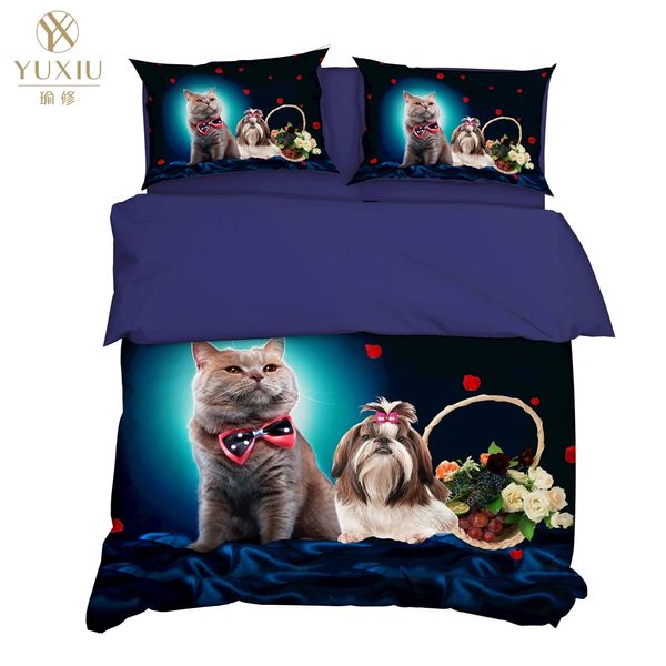 

yuxiu 3d bedding set animal cats stars blue duvet covers 3pcs sets bed linen quilt cover king  full twin double size