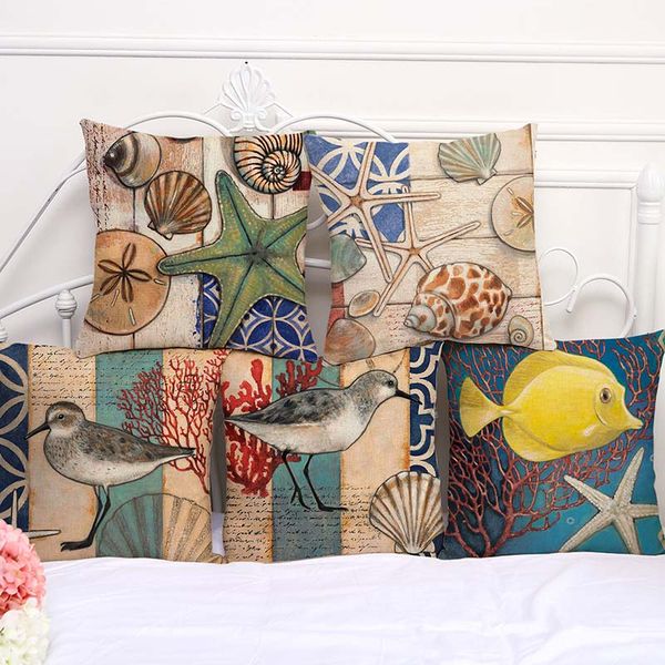 

mediterranean wind pillowcase bohemian bed seabird pillowcover cotton linen ethnic car pillow cover bedroom sofa throw cushion pillow case