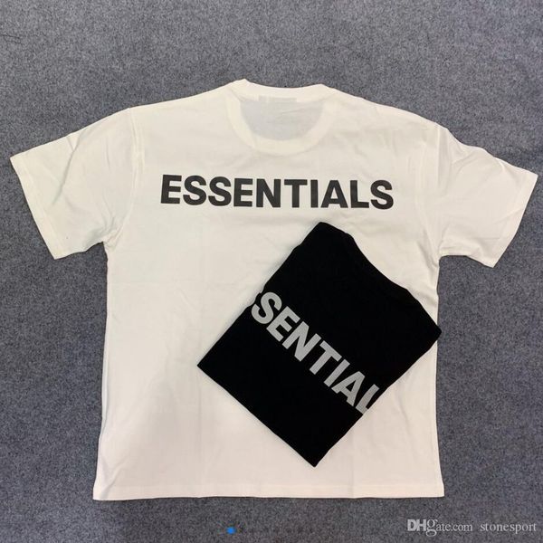 

fog fear of god essentials reflective letter print high street t-shirt men's short sleeve tee s-xl, Black;brown