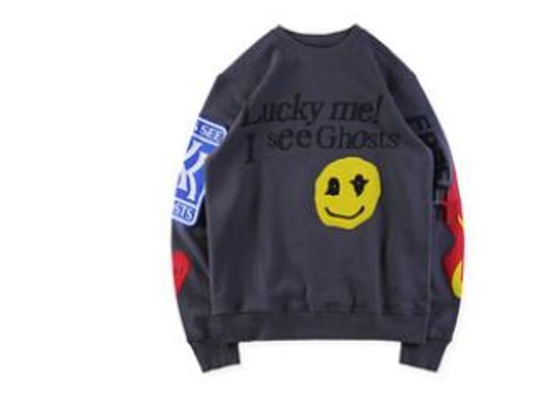 

graffiti designer ghosts kids see hoodies teenager clothing mens smile printed o-neck pullovers, Black