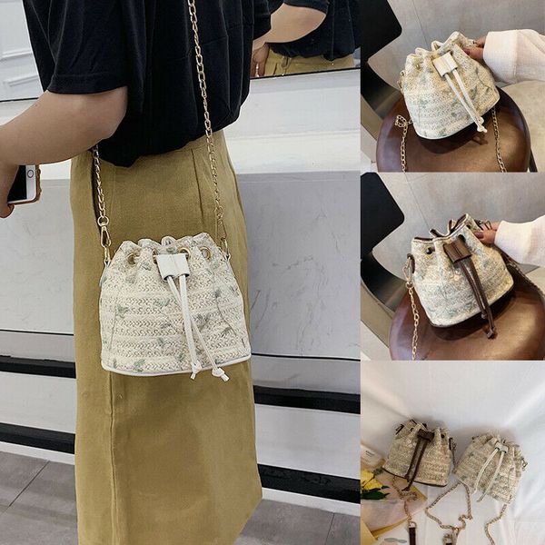 

lace straw bucket bag mulit style straw bag handbags women summer rattan handmade woven beach circle bohemia handbag 2019