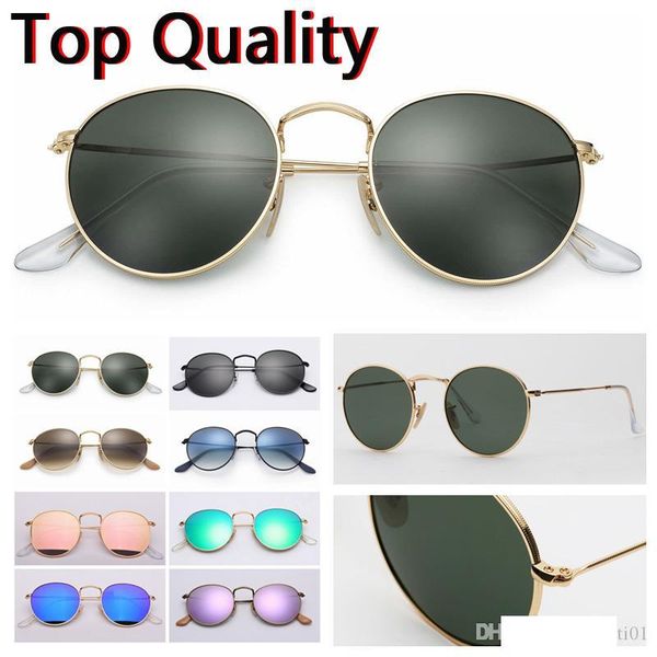 

дизайнер очки круглый металлический модель высшего качества uv400 стеклянные линзы для мужчин, женщин добавить коричневый или черный кожаный, White;black