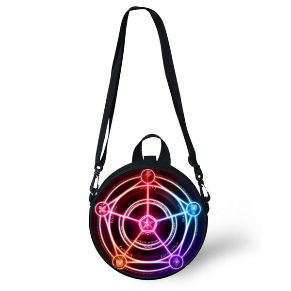 

anime magic circle crossbody bag kids magic array round messenger bag women children cnapsack black shoulder circle designer