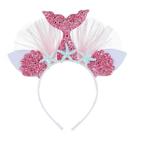 

sequin mermaid headband princess mesh yarn shell flower animal hairbands hoop party lace hair accessories for children
