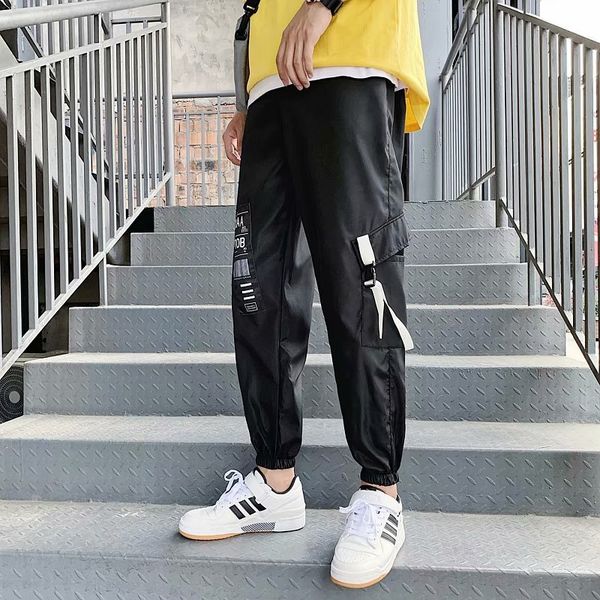 

bib overall men's beam leg straight-cut pants korean-style trend loose casual pants summer ins popular brand thin, White;black