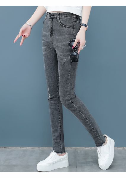 

black ash spring new fat mm bootleg thin big yards pants nine points tail of cultivate one's morality pants, Blue