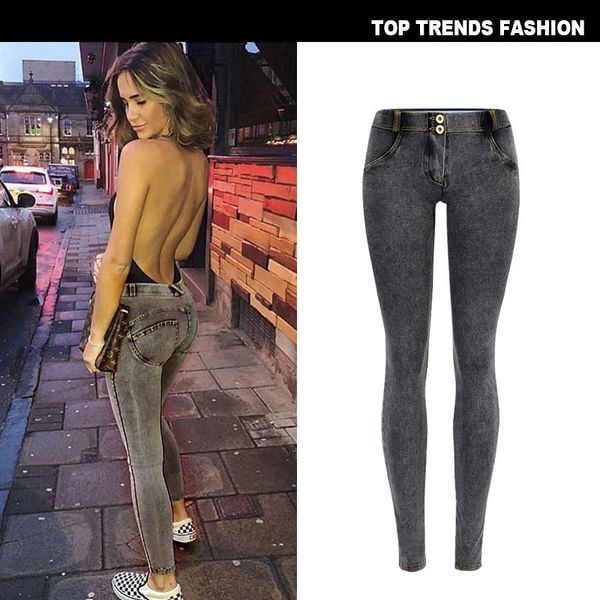

popular fitness expert super stretch comfortable low-waist jeans pants, Blue