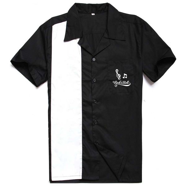 

3xl plus size men shirt summer short sleeve embroidery black red rockabilly bowling cotton casual shirts for men hawaiian shirts, White;black