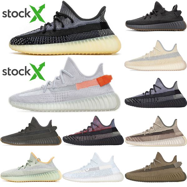 

high 2020 kanye west men women running shoes cinder zebra tail light reflective israfil asriel linen women sneakers with box