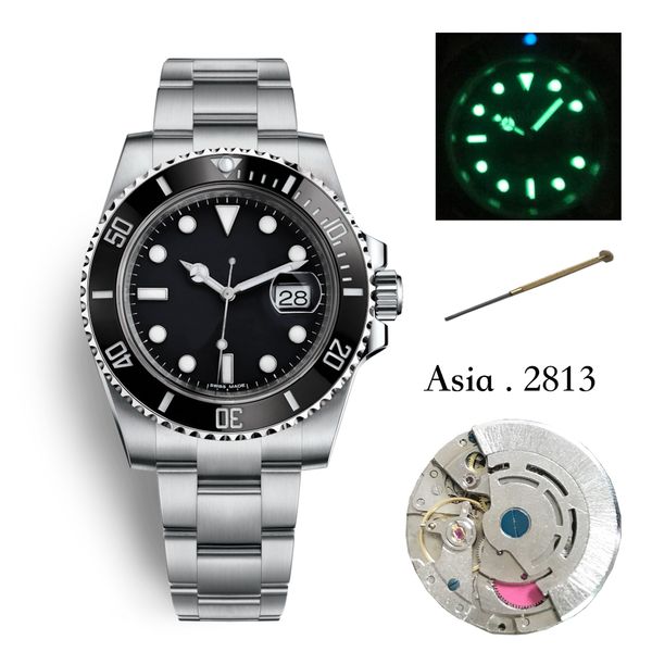 

Luxury mens watch high quality ceramic bezel 2813 mechanical 40 mm automatic mechanical sports steel belt watches waterproof 50 m