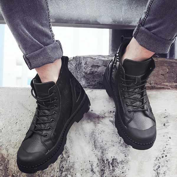 

warm fur shoes 2019 winter shoes men winter boots high sneakers leather casual men ankle boots black footwear classic