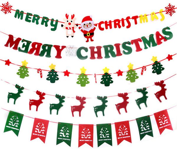 10 Styles Xmas Non Weave Banner Flag Christmas Ornament Wedding