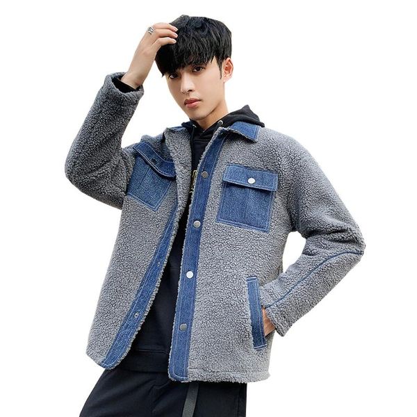 

mens denim splice jacket plus size 4xl bomber jacket man cowboy men's autumn winter thick warm loose coats, Black;brown