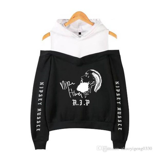 

nipsey hussle 2019 new fashion harajuku kawaii hooded pink off the shoulder casual summer hip hop streetwear hoodie 4xl, Black