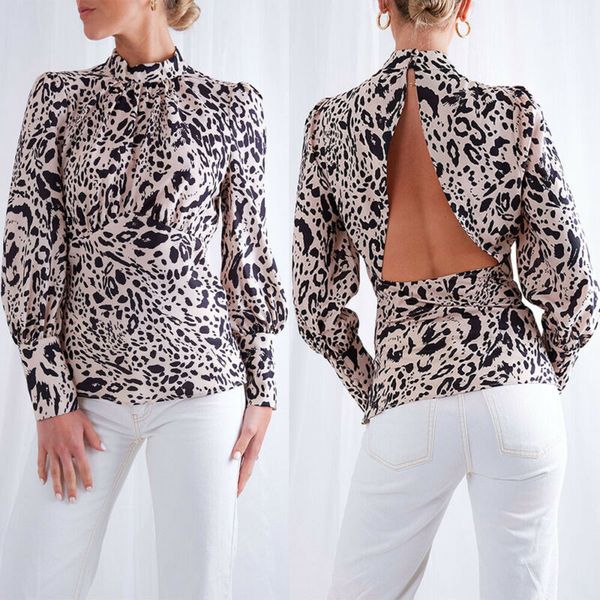 

summer women loose blouse casual collar backless shirt, White