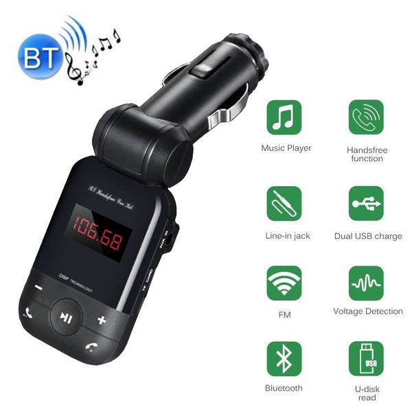 

2019 multifunction bt-26 car kit bluetooth fm transmitter usb car charger mp3 player led display to mp3 voiture adapter h0203