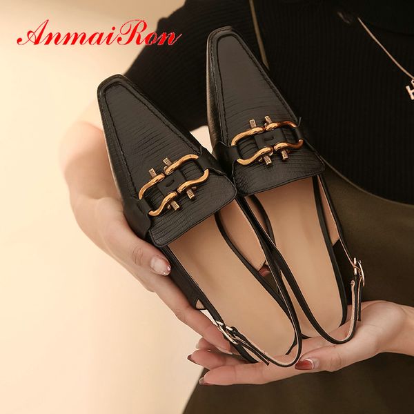 

anmairon women shoes high heel basic pu genuine leather square toe party shoes woman slip-on spring/autumn women high heels, Black