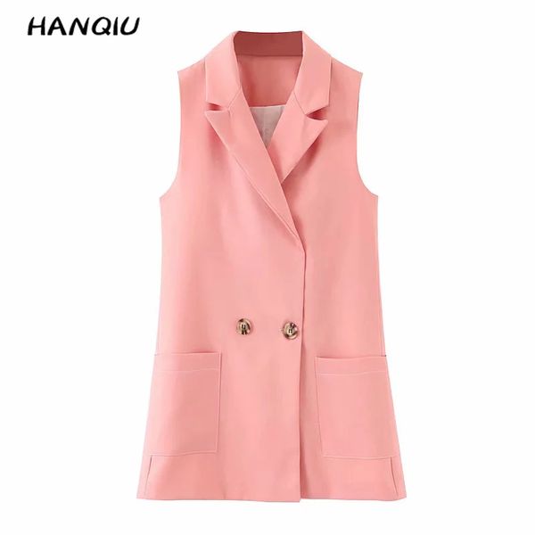 

2019 autumn sleeveless veste blazer femme coats and jackets kawaii pink blazer double breasted women outwear korean suit, White;black