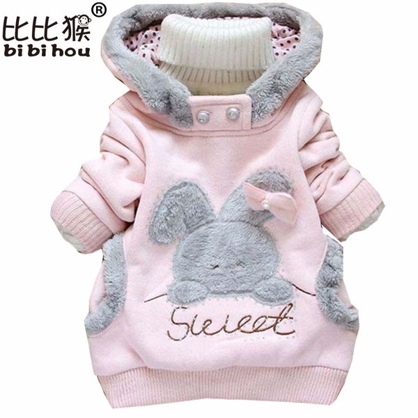 

new 2018 children clothing flower dot outerwear baby casual autumn girls clothes winter jacket coat roupa infantil kid clothes, Blue;gray