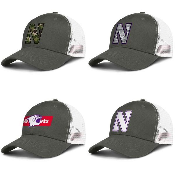 

northwestern wildcats university white logo army-green mens and womens trucker cap baseball design designer running mesh hats basketball, Blue;gray