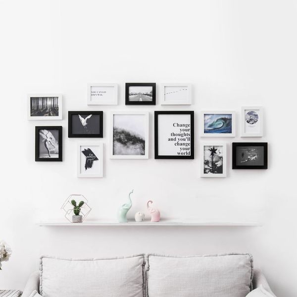 

13 pcs/set h7 wall p frame family wooden picture frame deskpicture set square p holder home decor