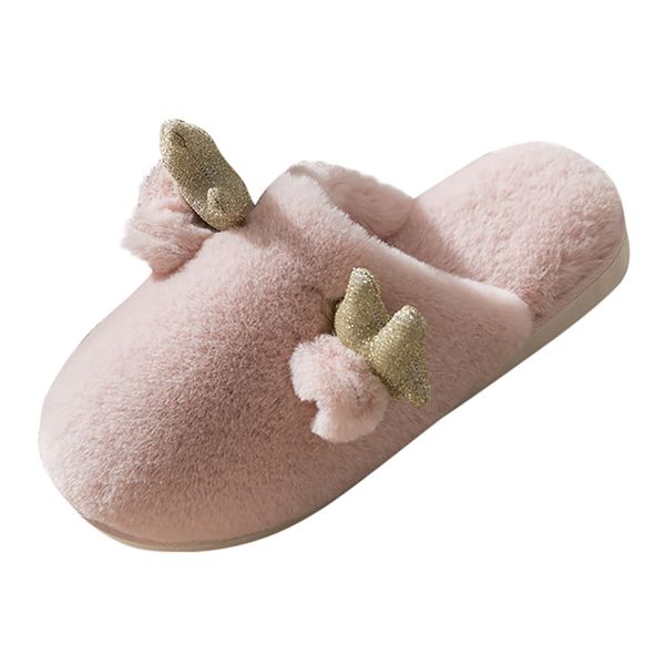 

breathable elk ears sweat-absorbing non-slip slippers soft indoor outdoor cotton shoes slippers animal cartoon warm shoes, Black