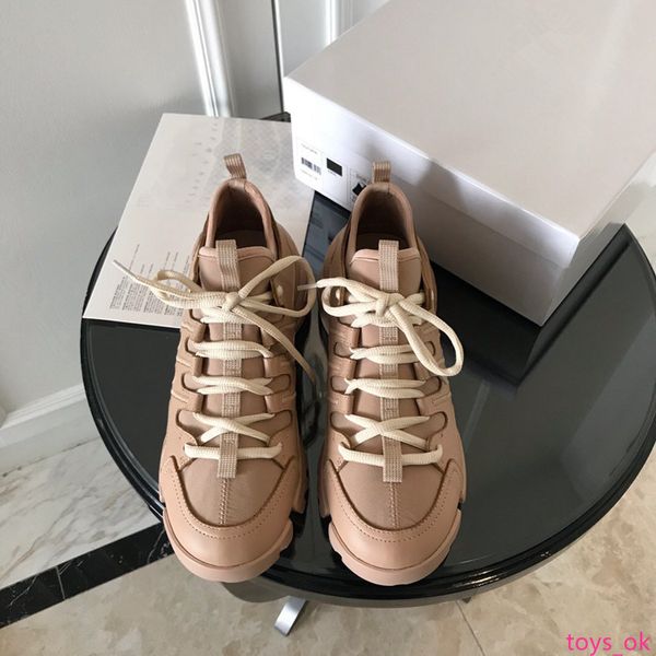 

lady sports shoes leather casual shoes thick soled shoes designer s new european station tie-up shoes, black, white and pink, 2019