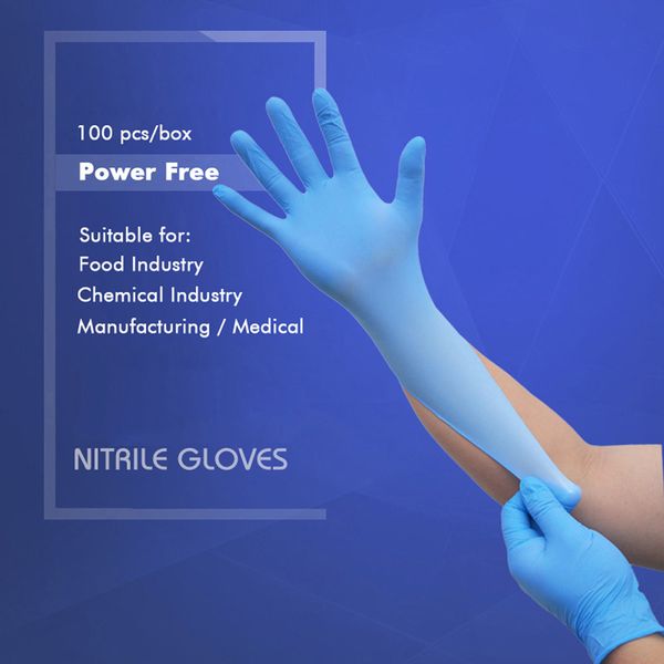 

100pcs disposable nitrile gloves blue large powder cleanroom textured latex medical glove for cleaning